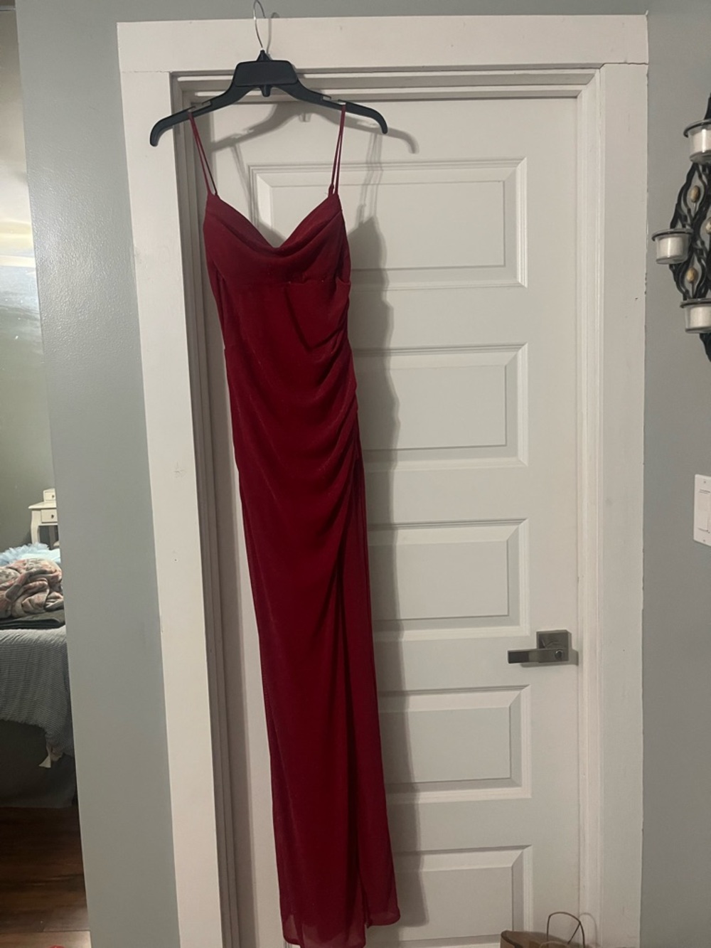 Windsor Red Cowl-Neck Spaghetti-Strap Maxi Dress